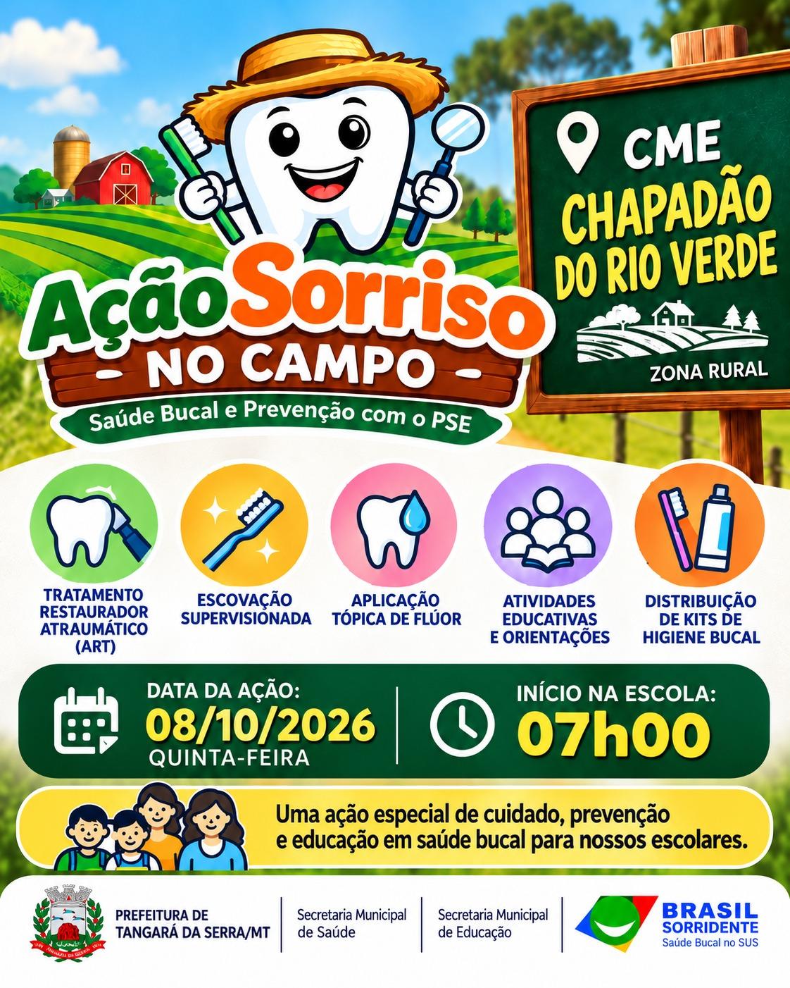 Prefeitura realiza nesta quinta-feira ação Sorriso no Campo na CME Chapadão do Rio Verde