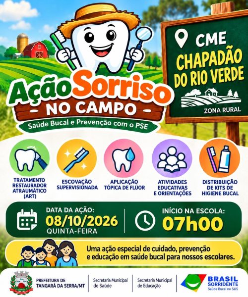 Prefeitura realiza nesta quinta-feira ação Sorriso no Campo na CME Chapadão do Rio Verde