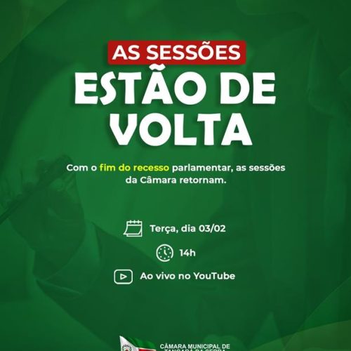 Câmara retoma atividades legislativas nesta terça-feira (03)